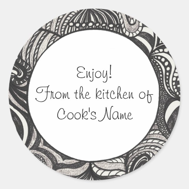 Adesivo Redondo Abstrato preto da cozinha dos palitos (Frente)