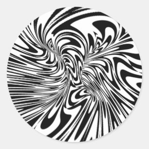 Adesivo Redondo abstrato preto e branco