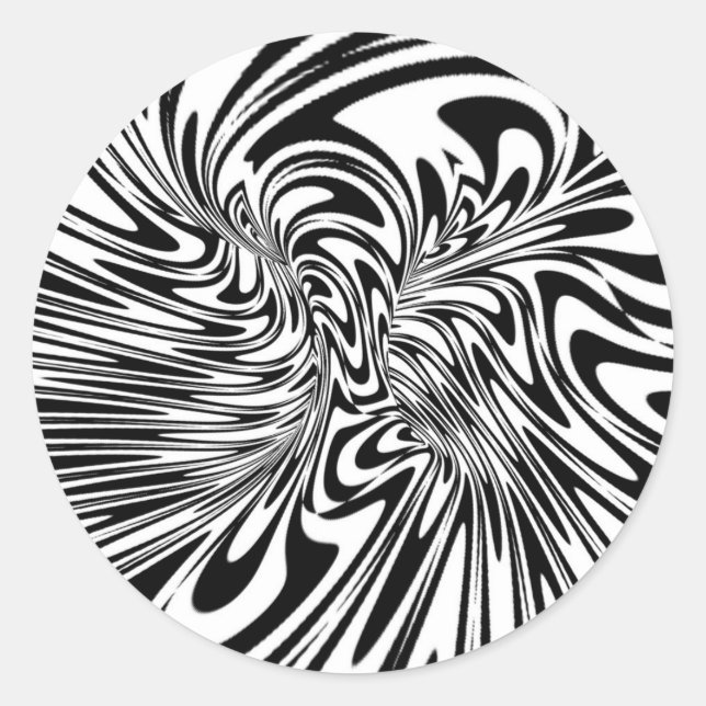 Adesivo Redondo abstrato preto e branco (Frente)