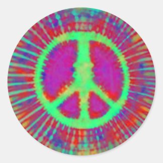 Adesivo Redondo Abstrato Psicodélico - Sinal de Paz Tie-Dye