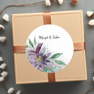 Adesivo Redondo Abstrato Puro Boho Lotus Watercolor