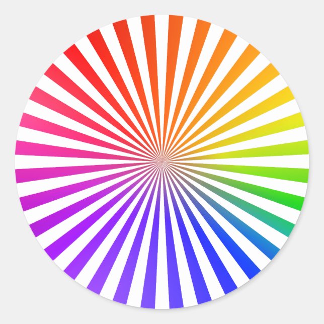 Adesivo Redondo Abstrato Radial Linhas: Arco-Íris (Frente)