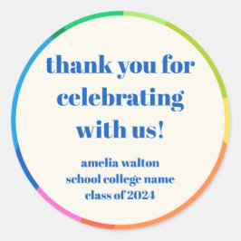 Adesivo Redondo Abstrato Rainbow Festa de formatura Personalizada 