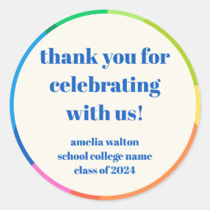 Adesivo Redondo Abstrato Rainbow Festa de formatura Personalizada 