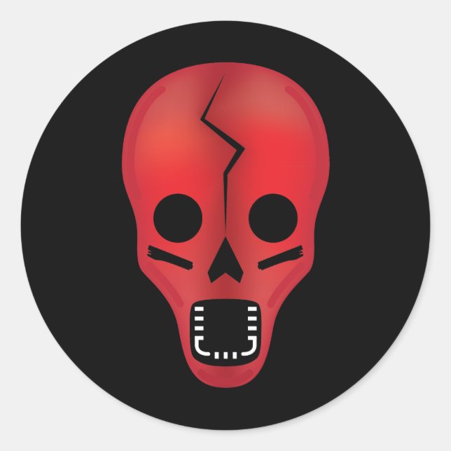 Adesivo Redondo Abstrato Red Skull (Frente)