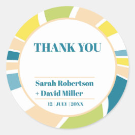 Adesivo Redondo Abstrato Retro Waves Wedding