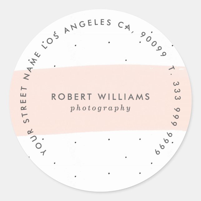 Adesivo Redondo Abstrato Rosa Mínimo - Traço (Frente)