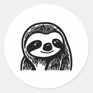 Adesivo Redondo Abstrato Sloth Art em BW