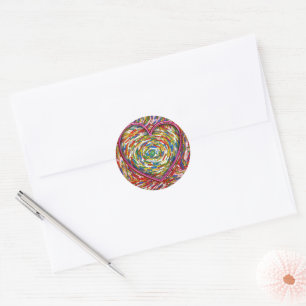 Adesivo Redondo Abstrato Sprinkles Heart Mosaic
