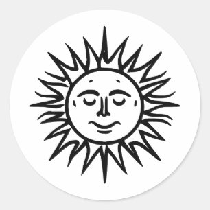 Adesivo Redondo Abstrato Sun: Uma Abordagem Minimalista