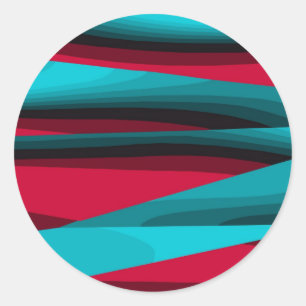 Adesivo Redondo Abstrato Teal-Red