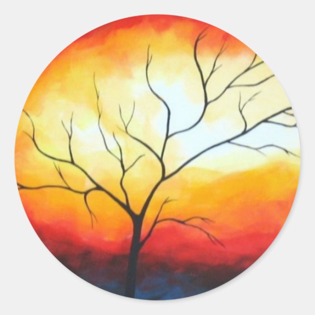 Adesivo Redondo Abstrato Tree Round Sticker (Frente)