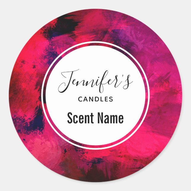Adesivo Redondo Abstrato Vermelho Escuro e Roxo (Frente)