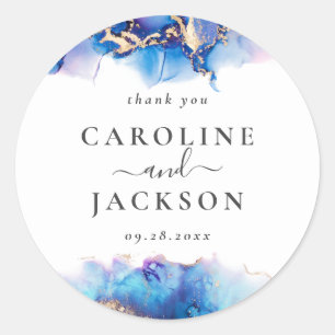 Adesivo Redondo Abstrato Watercolor Favor Obrigado