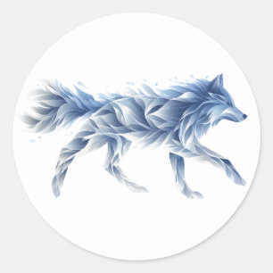 Adesivo Redondo Abstrato Wolf Art: Ilustração Geométrica Animal
