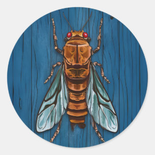 Adesivo Redondo Abstrato Wood Cicadas Art Design e Textura 2024