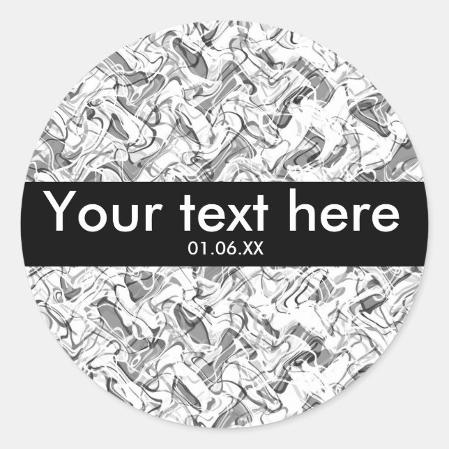 Adesivo Redondo Abstratos brancas e Cinza (Frente)