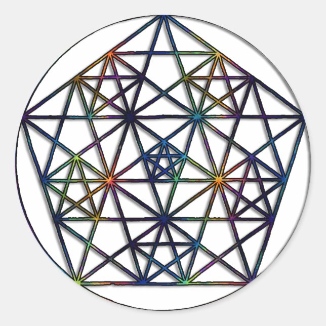 Adesivo Redondo Abundância - Geometria Sagrada Fractal da Vida (Frente)