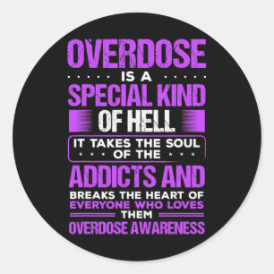 Adesivo Redondo Abuso ao Medicamento Roxo Fita Viciada em Sobredos