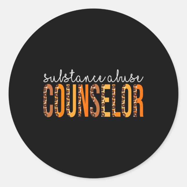 Adesivo Redondo Abuso de Substâncias Conselheiro do Leopardo Cai n (Frente)