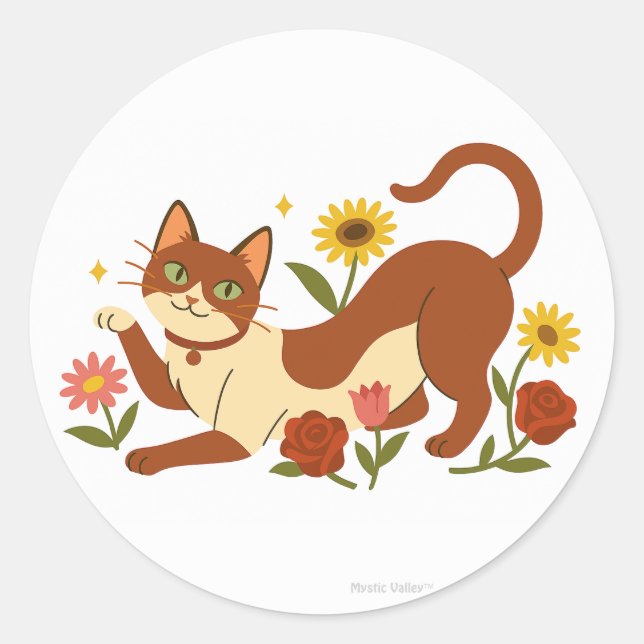 Adesivo Redondo Abyssinian in the Daisies Classic Round Sticker (Frente)