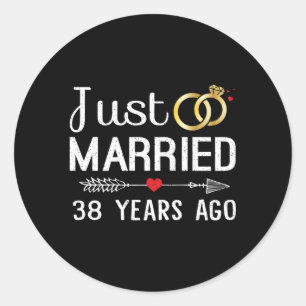 Adesivo Redondo Acaba de se casar há 38 anos 38º aniversário de ca