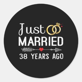 Adesivo Redondo Acaba de se casar há 38 anos 38º aniversário de ca