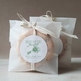 Adesivo Redondo Acabado de Chegar ao Mercado Chá de Noiva Verde