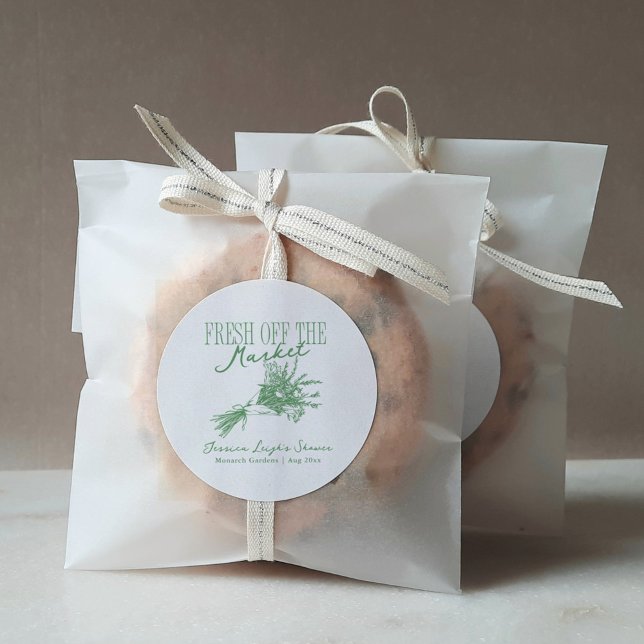 Adesivo Redondo Acabado de Chegar ao Mercado Chuveiro de Noiva Ver (Criador carregado)