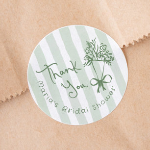 Adesivo Redondo Acabado de Chegar Caprichoso Desenho à Mão Verde