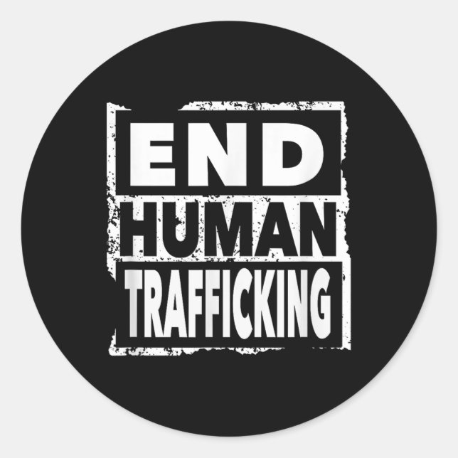 Adesivo Redondo Acabar com o tráfico de seres humanos, salvar cria (Frente)