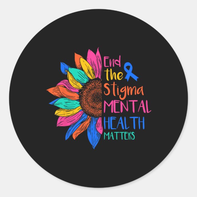 Adesivo Redondo Acabe Com O Stigma Mental Health Problems Mental A (Frente)