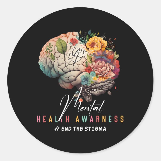 Adesivo Redondo Acabe Com O Stigma Mental Health Problems Mental A (Frente)