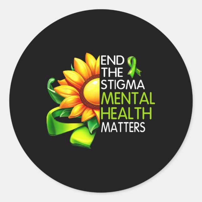 Adesivo Redondo Acabe Com O Stigma Mental Health Problems Mental A (Frente)
