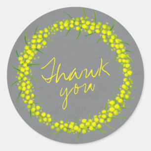Adesivo Redondo Acacia wattle wreath obrigado de casamento você c