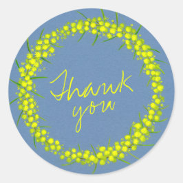 Adesivo Redondo Acacia yellow wattle wreath obrigado você