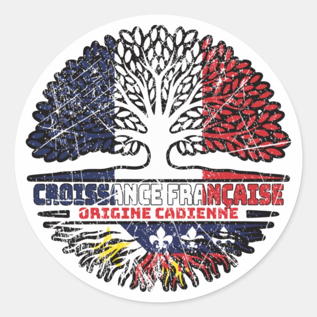 Adesivo Redondo Acade Cajun Francês Árvore Francesa Bandeira (Frente)