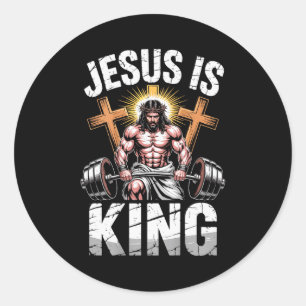 Adesivo Redondo Academia Cristã Jesus é Rei Treino Religioso Peso