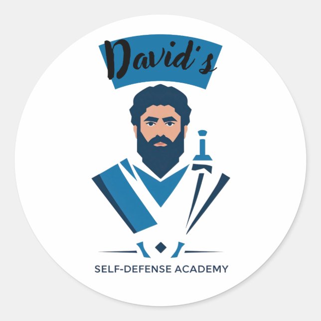 Adesivo Redondo Academia de Autodefesa de Davi (Frente)