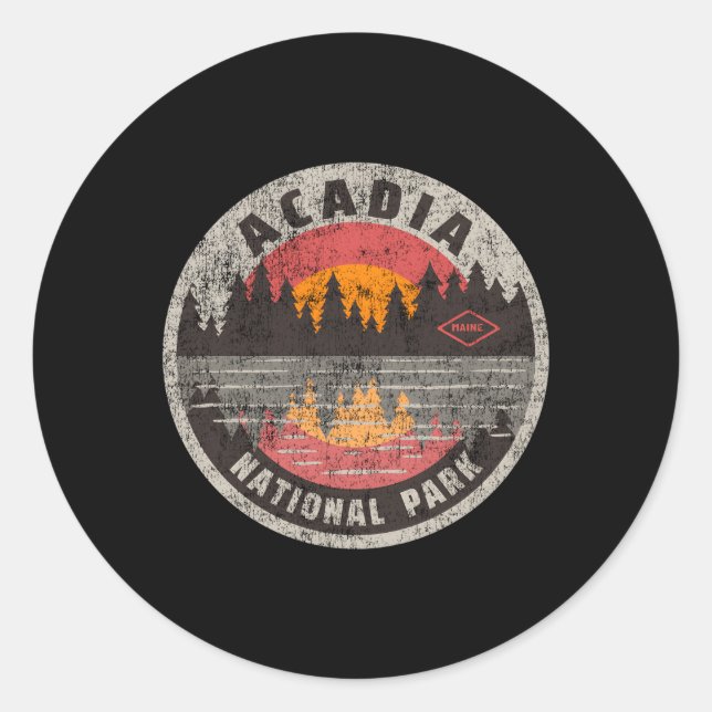 Adesivo Redondo Acadia National Park Maine Camg Hiking (Frente)