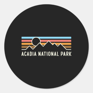 Adesivo Redondo Acadia Parque Nacional Linhas de Montanha Retro Ac