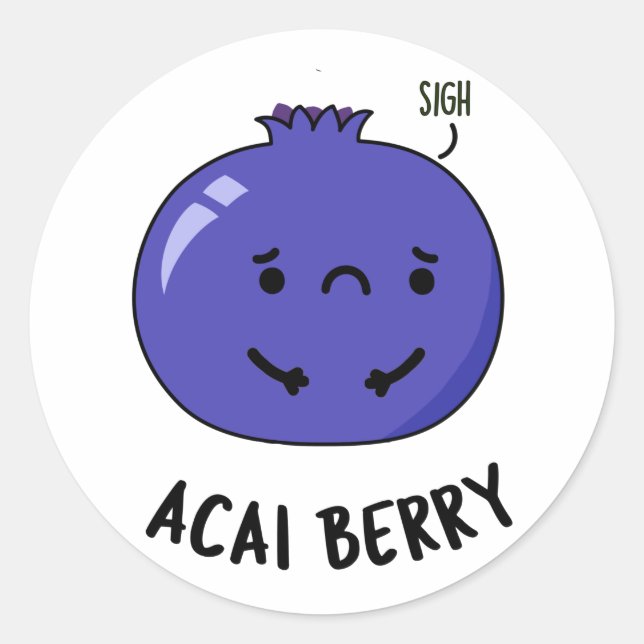 Adesivo Redondo Acai Berry Funny Fruta Pun (Frente)