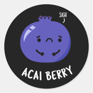Adesivo Redondo Acai Berry Funny Fruta Pun Dark BG