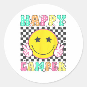 Adesivo Redondo Acampador Feliz Acampamento de Verão Camping Para 