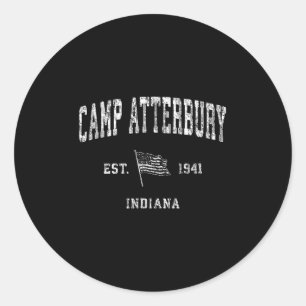 Adesivo Redondo Acampamento Atterbury Indiana Em Camiseta Esportiv
