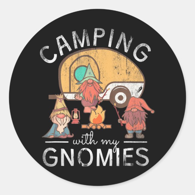Adesivo Redondo Acampamento Com Meus Gnomos (Frente)