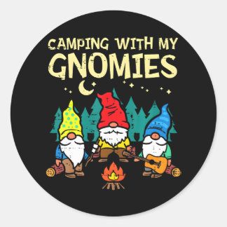 Adesivo Redondo Acampamento Com Meus Gnomos Engraçados Gnomos De C