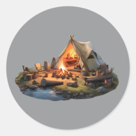 Adesivo Redondo Acampamento Com Os Amados