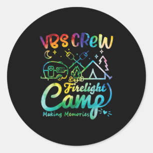 Adesivo Redondo Acampamento da Equipe Vbs Fogo da Escola Bíblica d