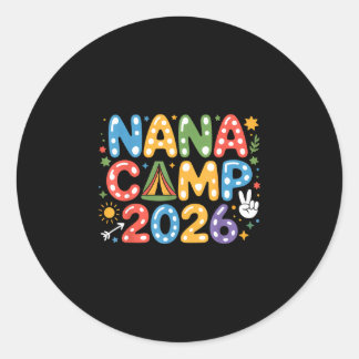 Adesivo Redondo Acampamento da vovó 2026 equipe de camping férias